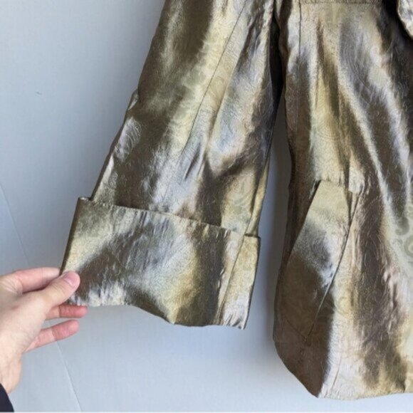 Gold metallic floral paisley Bianca Nygard open jacket - Picture 6 of 8